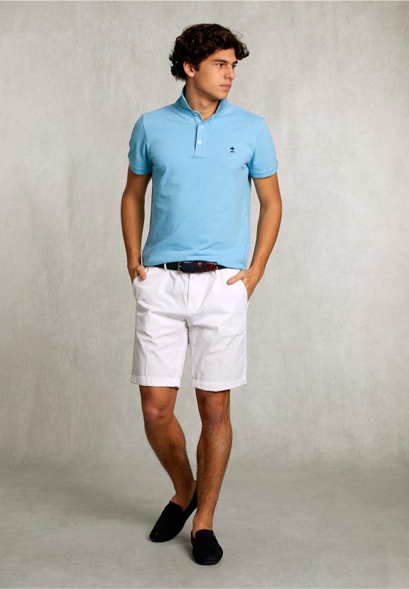 Custom Fit Pima Cotton Polo Bora Bora Mix - Bleu
