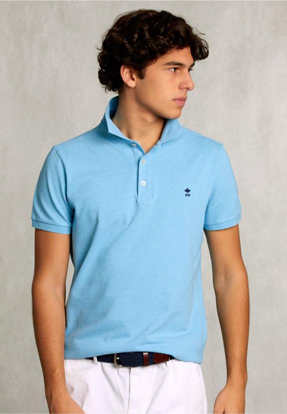 Custom Fit Pima Cotton Polo Bora Bora Mix - Bleu