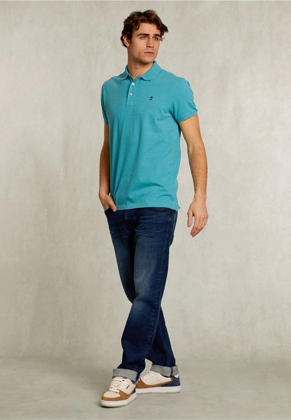 Custom Fit Pima Cotton Polo Mistral Mix - Bleu