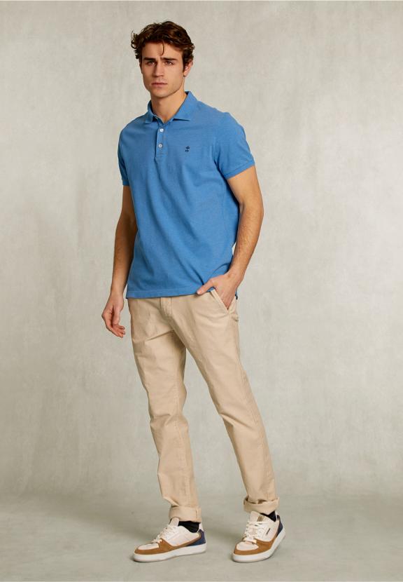 Custom Fit Pima Cotton Polo Ocean Mix - Bleu