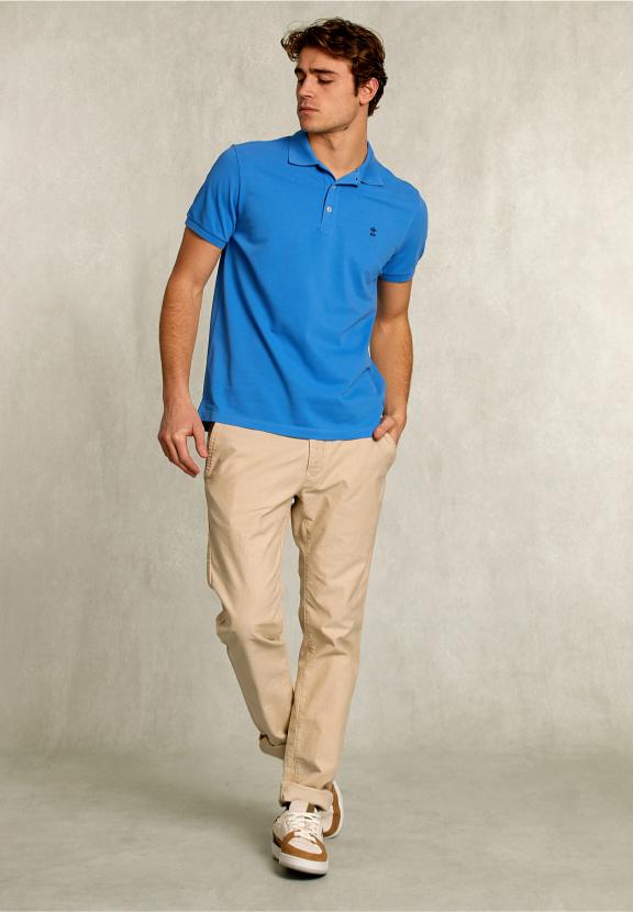 Custom Fit Pima Cotton Polo Ocean - Bleu