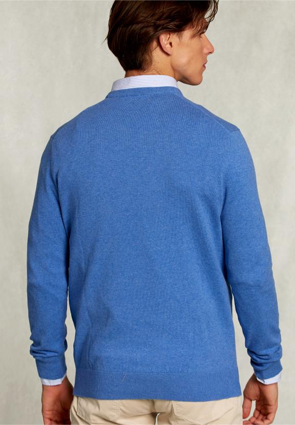 Normal Fit Basic Cotton V-Neck Pullover Bluetiful Mix - Bleu