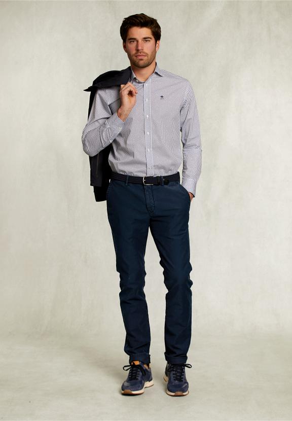 Custom Fit Dotted Shirt Multi - Bleu