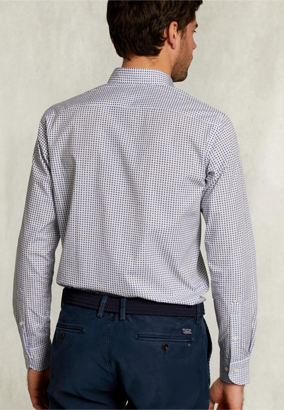 Custom Fit Dotted Shirt Multi - Bleu