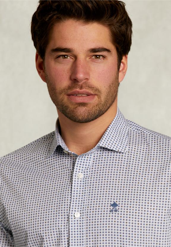 Custom Fit Dotted Shirt Multi - Bleu