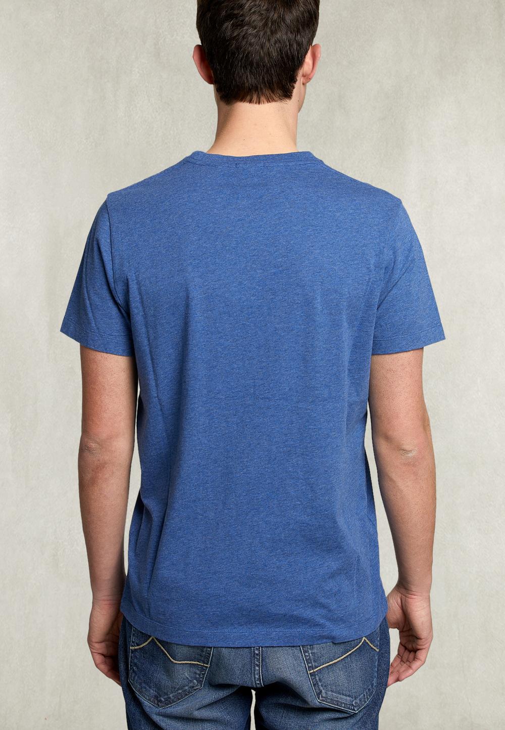 Custom Fit Pima Cotton T-Shirt With Pocket Denim Mix - Bleu