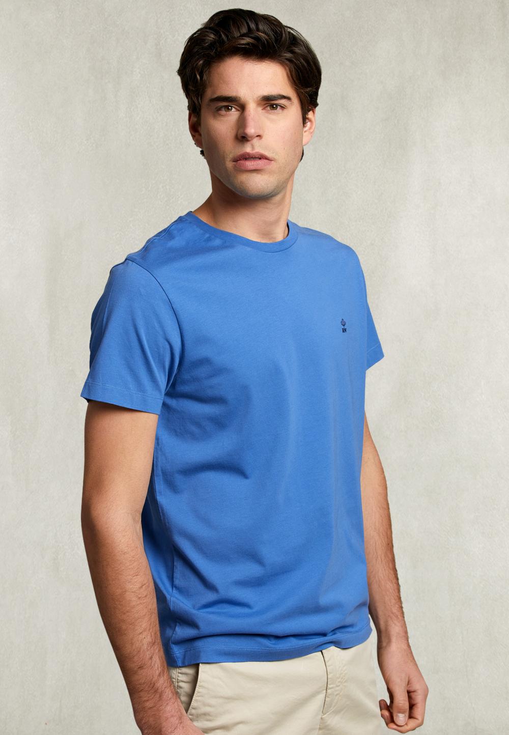 Custom Fit Pima Cotton Crew Neck T-Shirt Blue Bird - Bleu