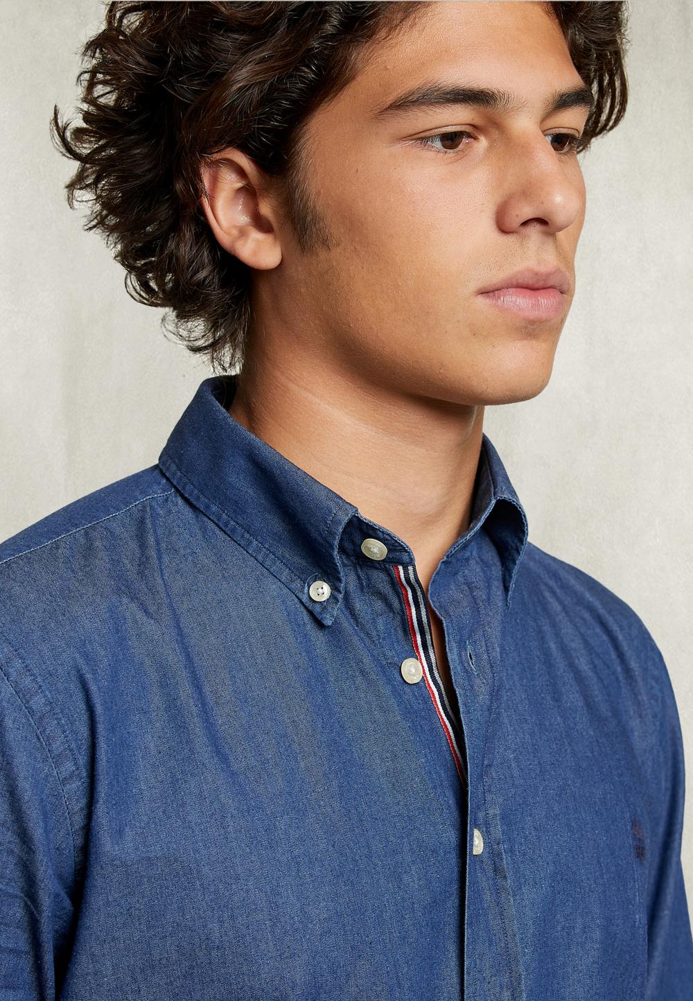 Custom Fit Denim Shirt Blue - Bleu