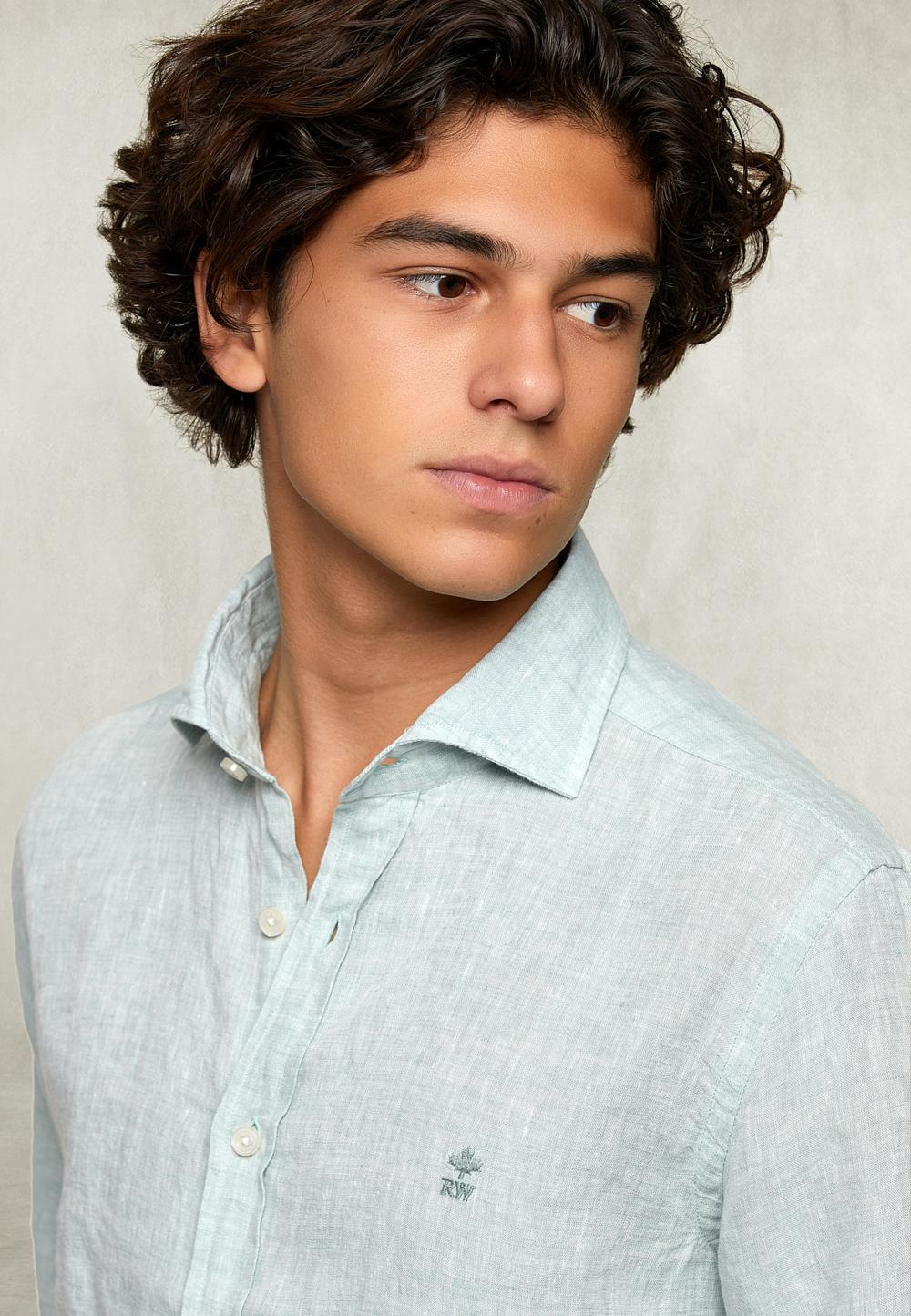 Custom Fit Linen Shirt Leek - Kaki