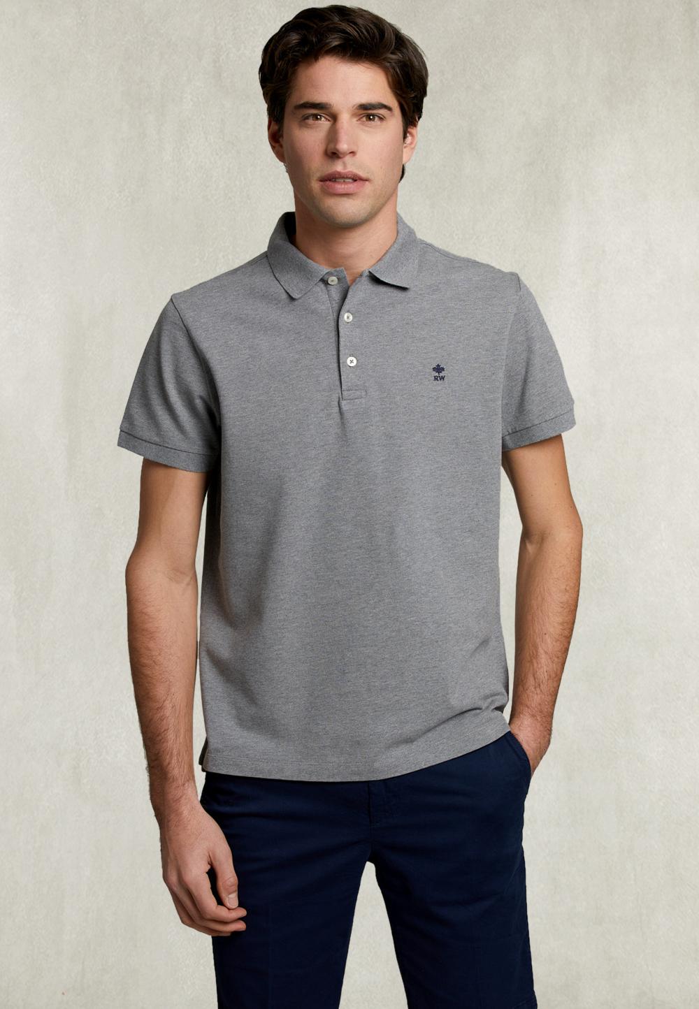 Custom Fit Pima Cotton Polo Oxford Mix - Gris