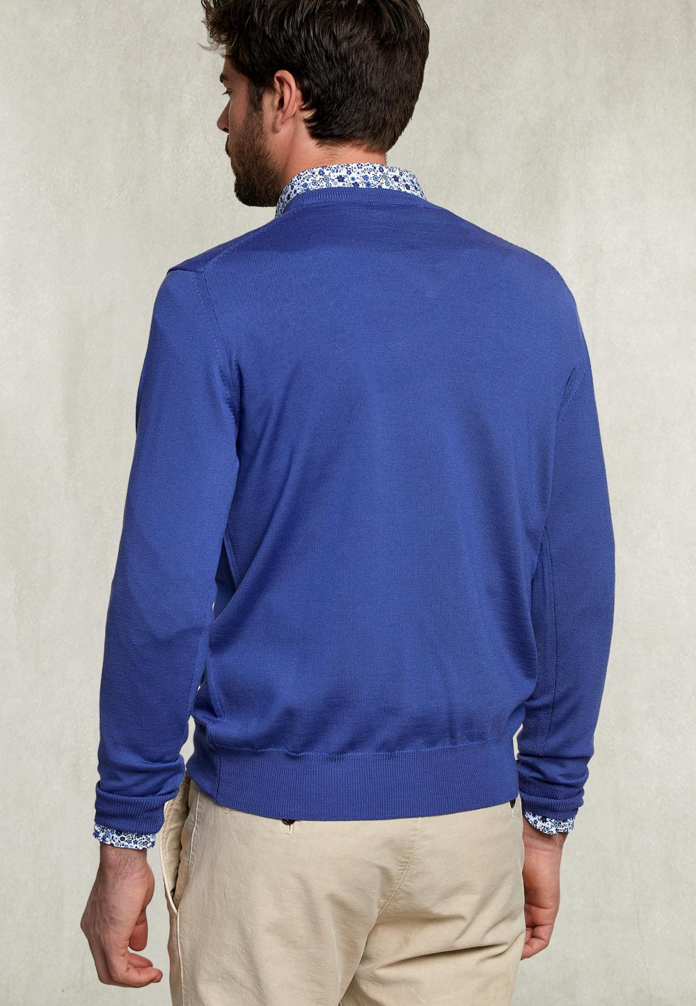 Basic Merino V-Neck Pullover Toeareg - Bleu