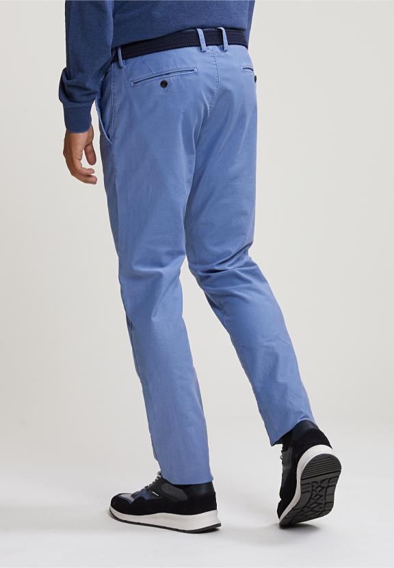 Slim Fit Basic Chino Pants Colorado Blue - Bleu