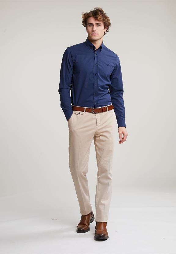 Custom Fit Uni Shirt Blue - Bleu