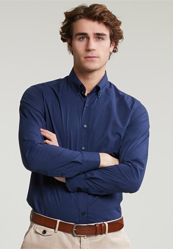 Custom Fit Uni Shirt Blue - Bleu