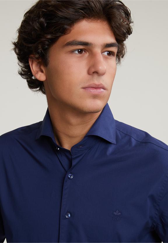 Slim Fit Uni Shirt Blue - Bleu