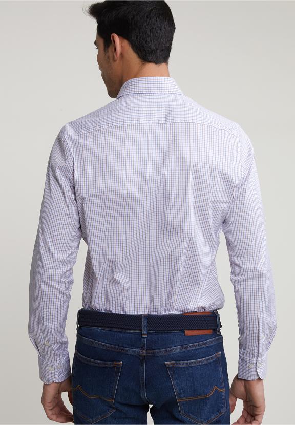 Custom Fit Checked Shirt Brown/Blue - Multi