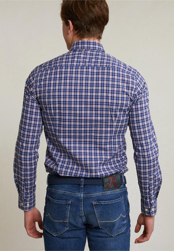 Slim Fit Checked Shirt Multi - Bleu