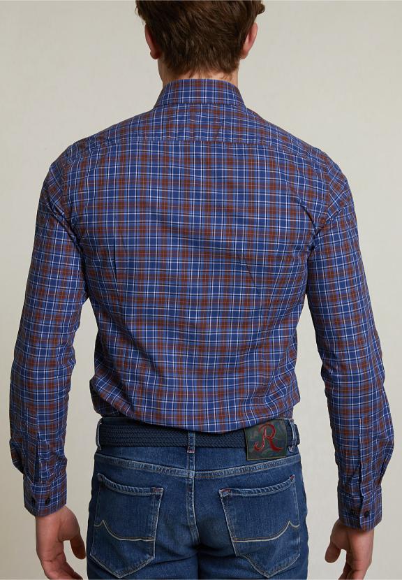 Slim Fit Checked Shirt Red/Blue - Marron