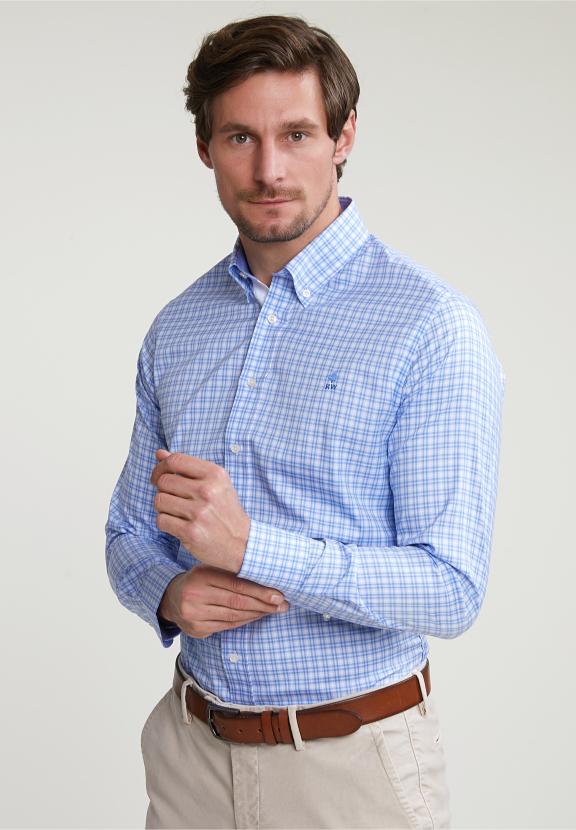 Custom Fit Checked Shirt Blue/White - Multi