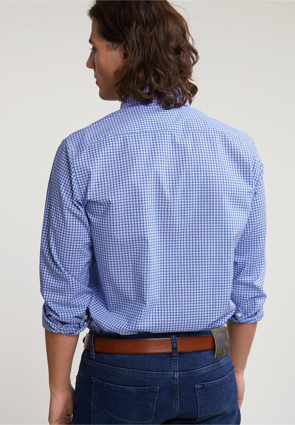 Custom Fit Checked Shirt Blue/White - Multi