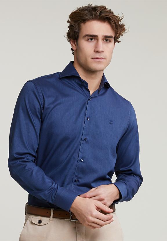 Custom Fit Uni Stretch Shirt Blue - Bleu
