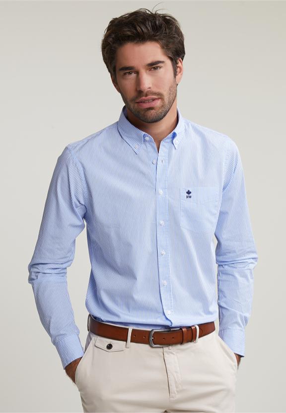 Slim Fit Striped Shirt With Pocket Blue/White - Multi