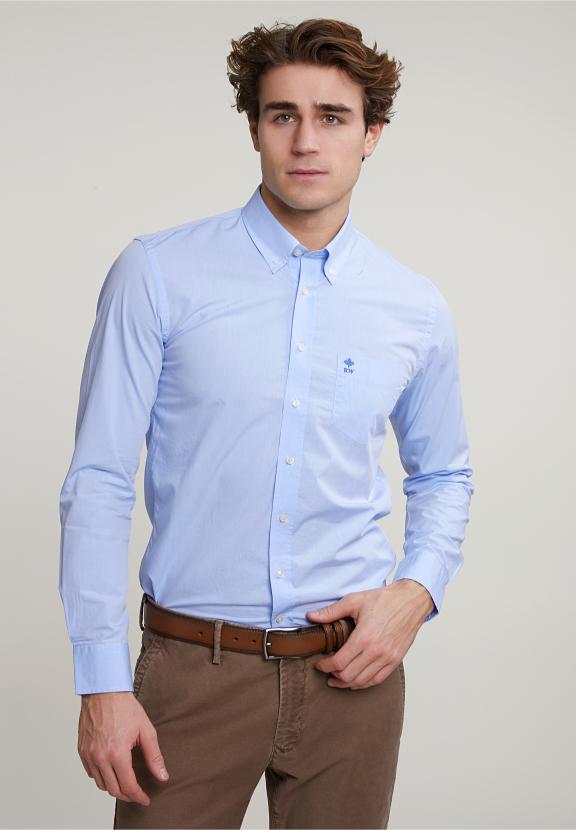 Slim Fit Uni Shirt With Pocket Blue - Multi