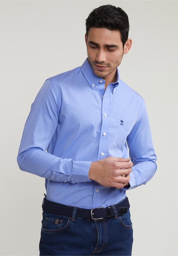 Slim Fit Uni Shirt With Pocket Blue - Multi