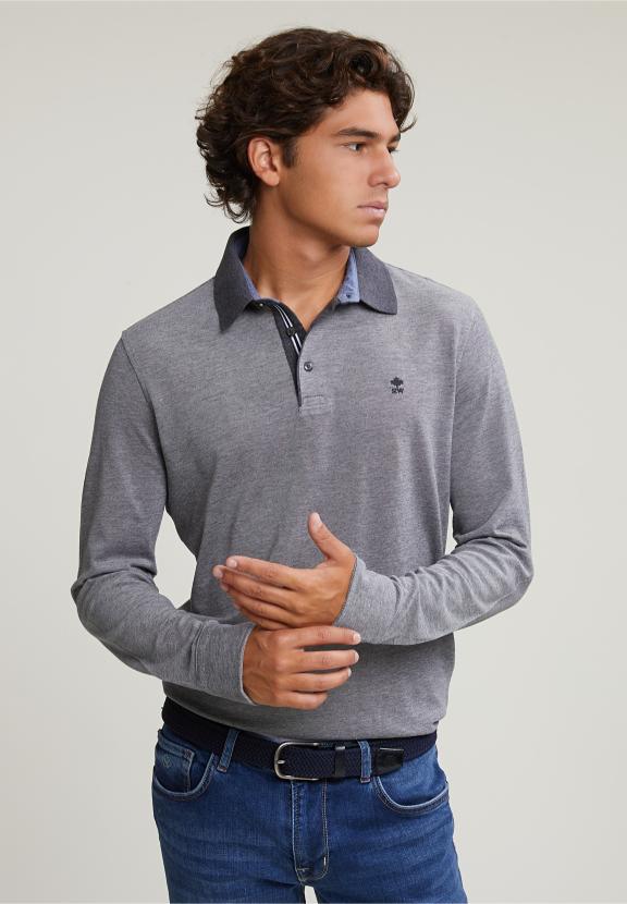 Custom Fit Cotton Polo Graphite Mix - Gris