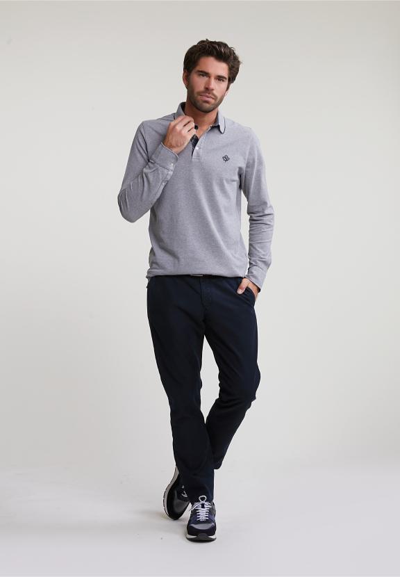 Custom Fit Cotton Polo Inox Mix - Gris