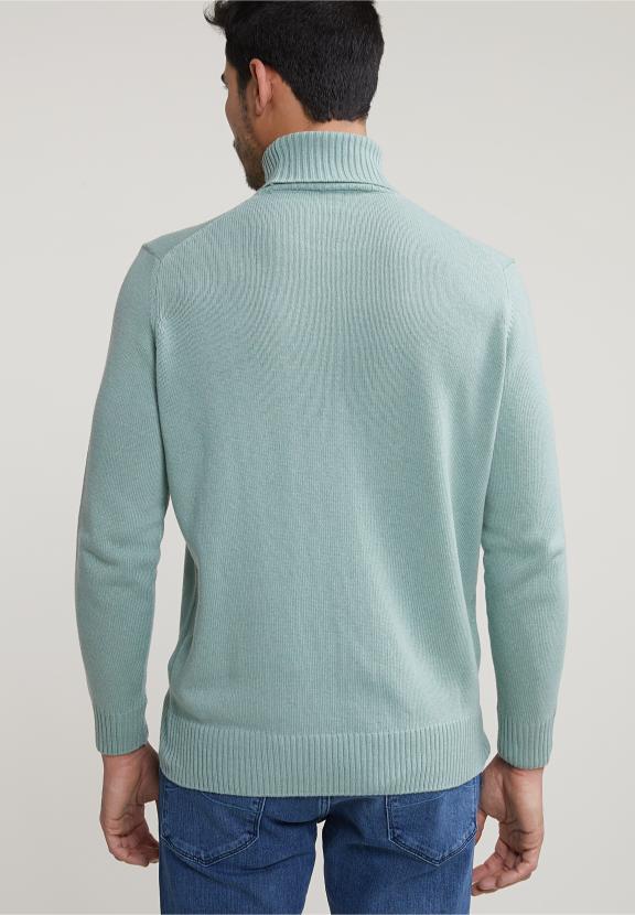 Loose Dit Wool-Cashmere Roll Neck Sweater Cape Green Mix - Vert