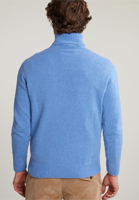 Loose Fit Wool-Cashmere Roll Neck Sweater Sky Mix - Bleu