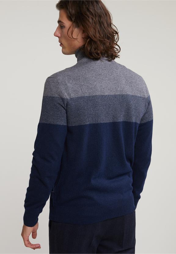 Custom Fit Wool-Cashmere Roll Neck Sweater Oxford Mix - Gris