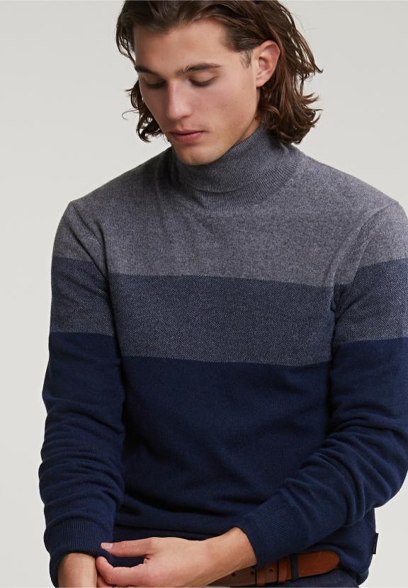 Custom Fit Wool-Cashmere Roll Neck Sweater Oxford Mix - Gris