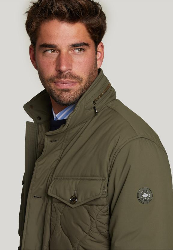 Quilted Jacket Applied Pockets Olivero - Vert