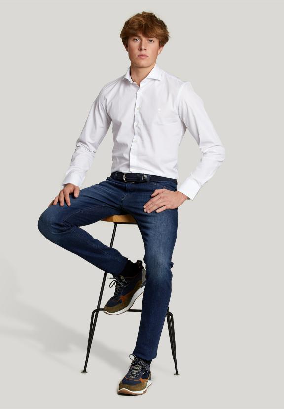 Slim Fit Uni Shirt White - Blanc