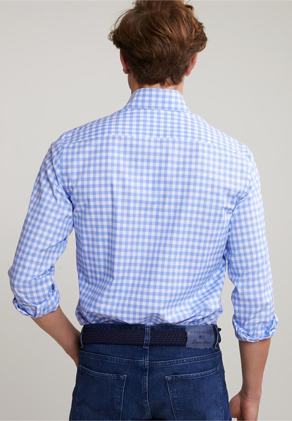 Custom Fit Checked Shirt Blue/White - Bleu