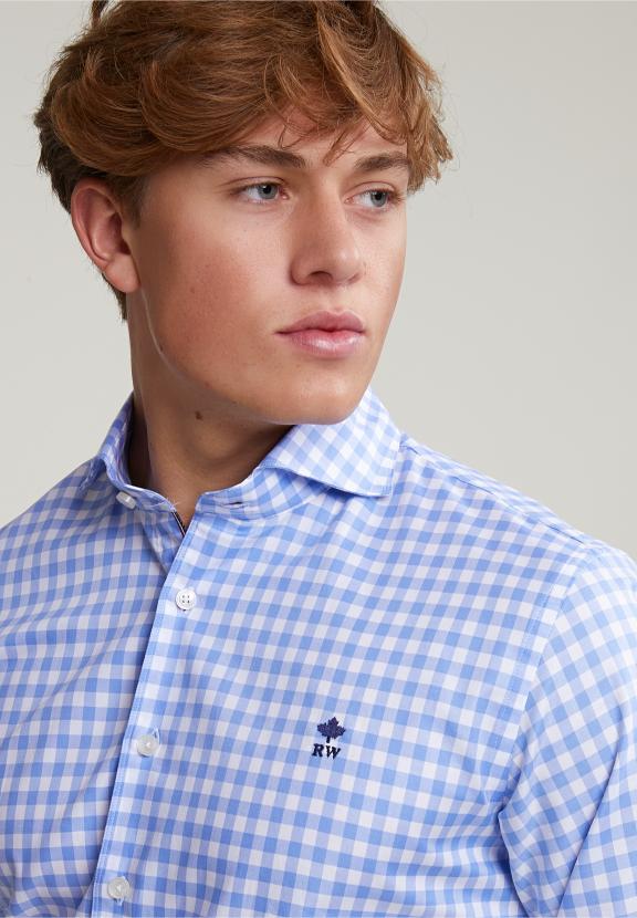 Custom Fit Checked Shirt Blue/White - Bleu