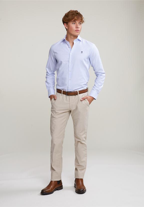 Blue/White Custom Fit Striped Shirt - Multi