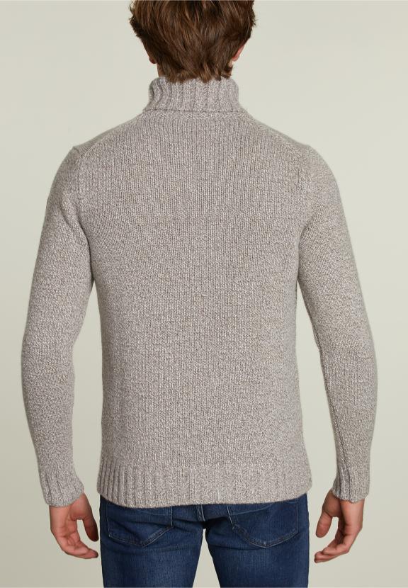 Custom Fit Wool-Cashmere Sweater Barrel Mix - Marron