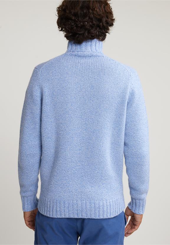 Custom Fit Wool-Cashmere Sweater - Sky Mix - Bleu