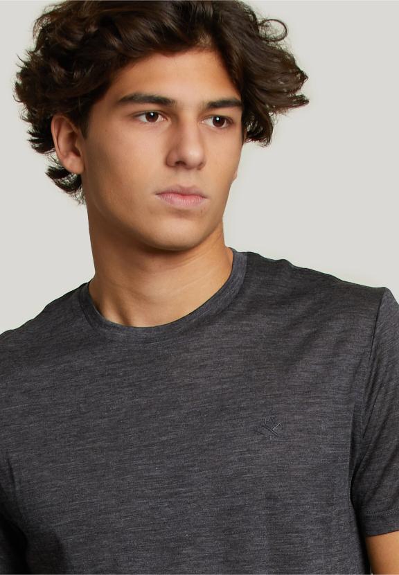 Slim Fit Virgin Wool T-Shirt Grey - Gris