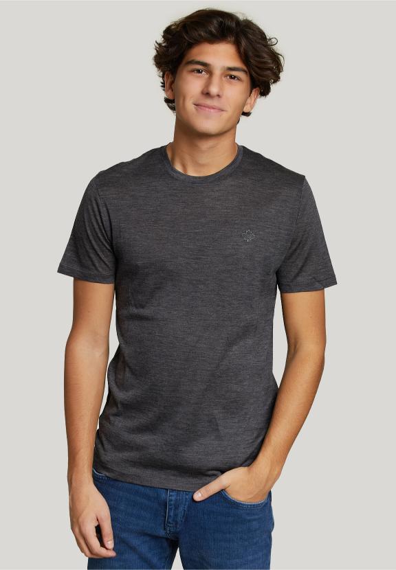 Slim Fit Virgin Wool T-Shirt Grey - Gris