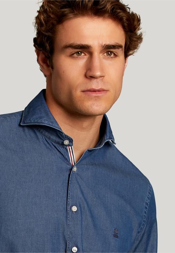 Slim Fit Jeans Shirt Dark Bleach - Denim