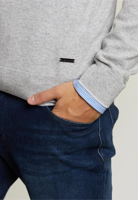 Custom Fit Wool-Cashmere Sweater Pinguin Mix - Gris