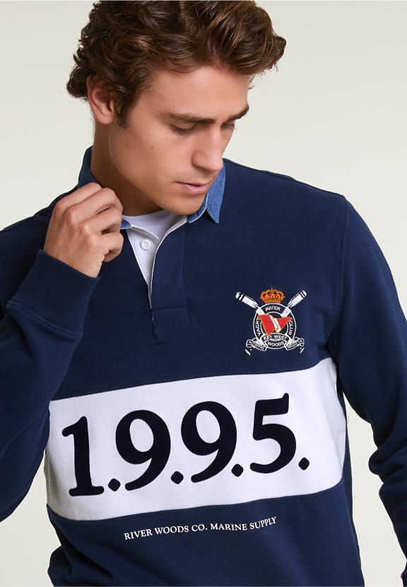 Fancy Rugby Sweater Navy - Bleu