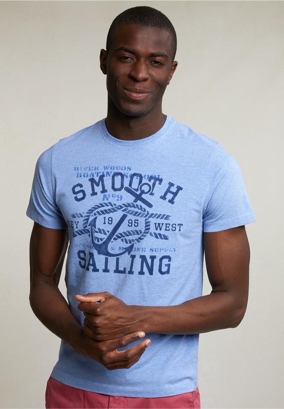 Normal Fit Basic T-Shirt Short Sleeves Seashore Mix - Bleu