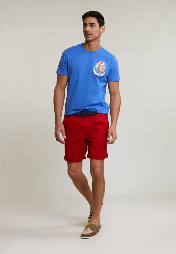 Normal Fit Basic T-Shirt Short Sleeves Evening Blue - Bleu