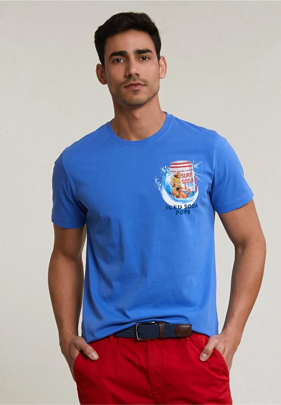 Normal Fit Basic T-Shirt Short Sleeves Evening Blue - Bleu