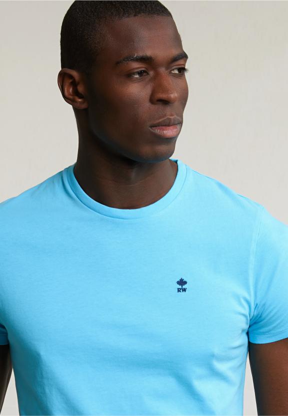 Custom Fit Basic Pima Cotton Crew Neck T-Shirt Aqua - Bleu
